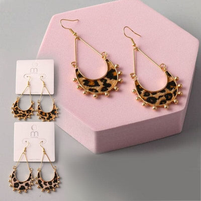 Cheetah Teardrop Ball Fan Earrings 37532 (12 units)