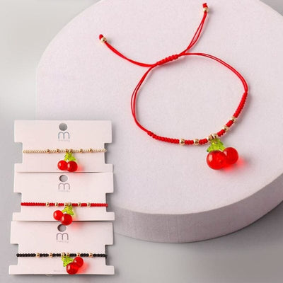 Cherry Braided String Bracelets 18221 (12 units)