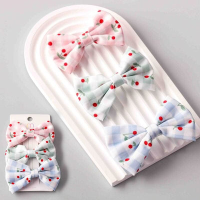 Cherry Gingham Bow Clips Set 13169 (12 units)