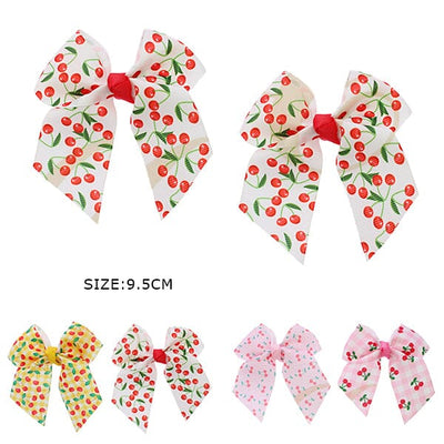 Cherry Printed Hair Bow 1108R4 (24 units)