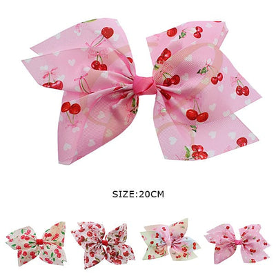 Cherry Printed Hair Bow 1128R4 (12 units)