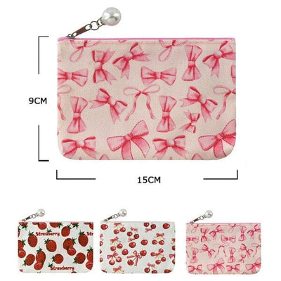 Cherry, Strawberry, Bow Printed Mini Pouch Bag 73369 (12 units)