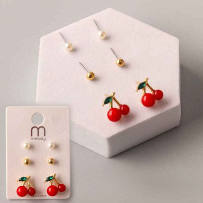 Cherry Stud Earring Set 39105 (12 units)