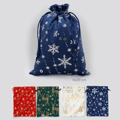 Christmas Metallic Drawstring Gift Bag 2345 (12 units)