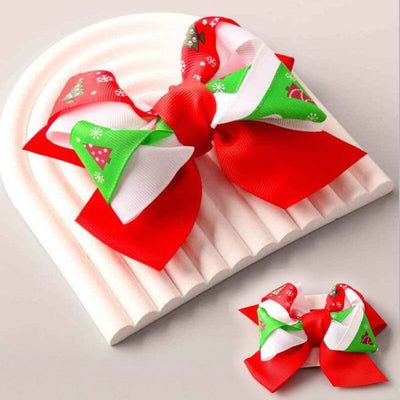 Christmas Tree Twisted Winged Hair Bow 13223XM (12 units)