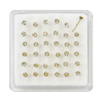 Clear 3mm Rhinestone Sterling Gold Nose Rings (1 unit)