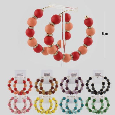 Colorful Bead Hoop Earrings 1573 (12 units)