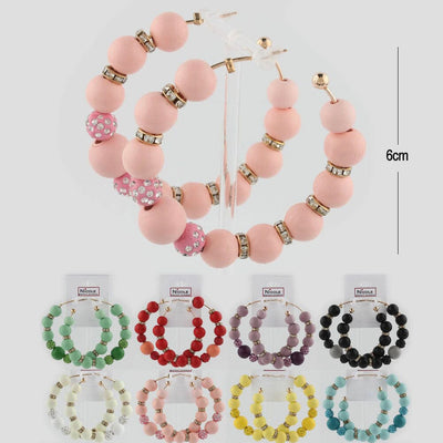 Colorful Bead Hoop Earrings 1574 (12 units)