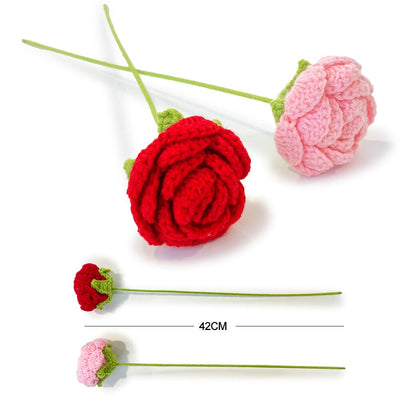 Crochet Rose Flower Red & Pink (12 units)