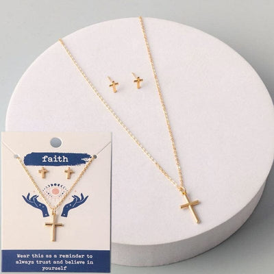 Cross Faith Jewelry Necklace Set 8324G (12 units)