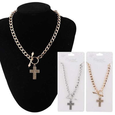 Cross Rhinestone Necklace 1136 (12 units)