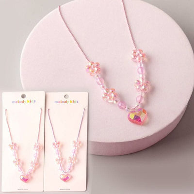 Crystal Heart Butterfly Beaded Necklace 1385 (12 units)
