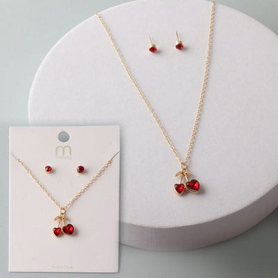 Crystal Heart Cherries Necklace Set 9488 (12 units)