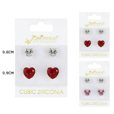 Cubic Zirconia Heart Shape Earrings 20007 (12 units)