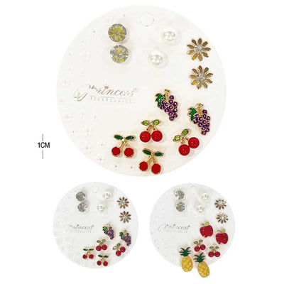 Cute Fruit Multi Earrings 0702 (12 units)