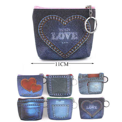 Denim Coin Purse With Keychain 1318 (12 units)