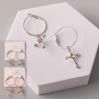 Double Cross Chain Drop Earring 37228GS (12 units)