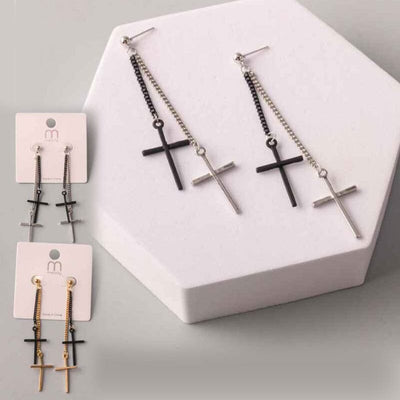 Double Cross Chain Drop Earring 37235GS (12 units)