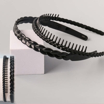 Fashion 2PC Black Plastic Headband 12603 (12 units)