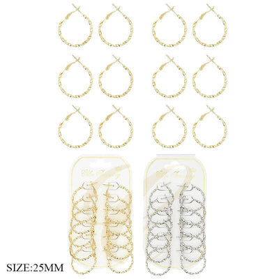 Fashion 6PR Hoop Earrings 0551GS (12 units)