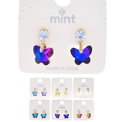 Fashion Butterfly Rhinestone Dangle Earrings 47555 (12 units)