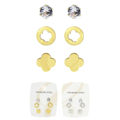 Fashion Clover Stainless Steel Multi Earrings 0120GS (12 units)
