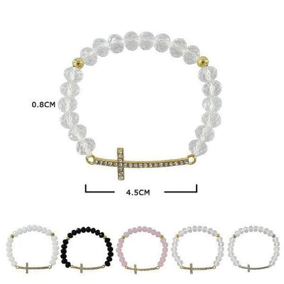 Fashion Crystal Bead Cross Bracelet 43639BN (12 units)