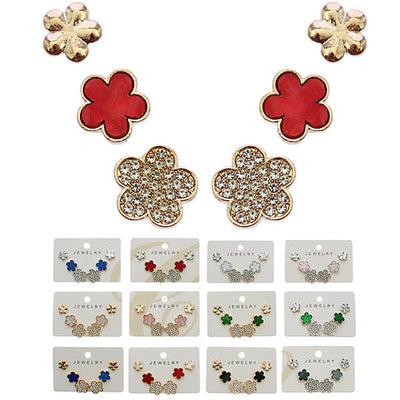 Fashion Flower Shape Multi Earrings 3161R (12 units)