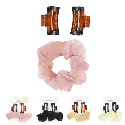 Fashion Hair Tie Jaw Clip Set 0106 (12 units)