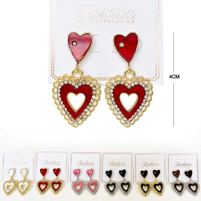 Fashion Heart Dangle Earrings 1615 (12 units)