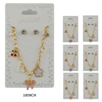 Fashion Multi Charm Necklace Set 31815M (12 units)
