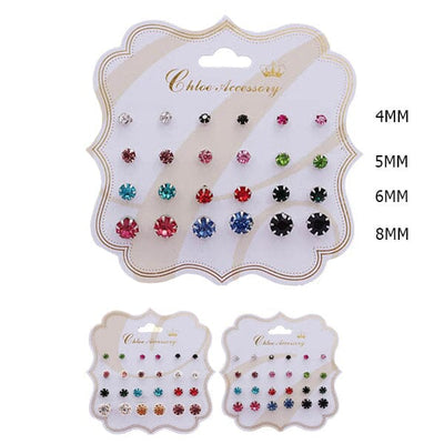 Fashion Multi Color Stud Earrings 0940GR (12 units)