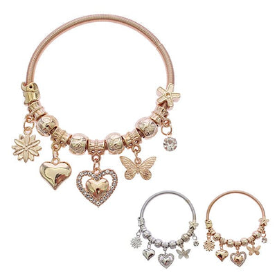 Fashion Multi Heart Charm Bracelets 2047GS (12 units)