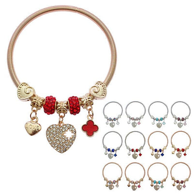 Fashion Multi Heart Charm Bracelets 2105R6 (12 units)