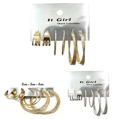 Fashion Multi Hoop Earring 2212SLGD (12 units)