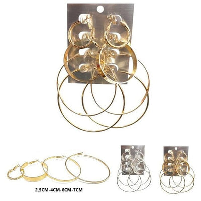 Fashion Multi Hoop Earring 3038SLGD (12 units)