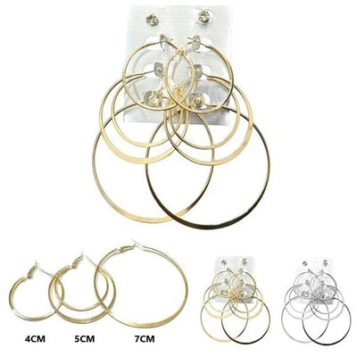 Fashion Multi Hoop Earring 3840SLGD (12 units)