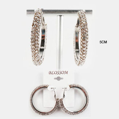 Fashion Rhinestone Hoop Earrings 4449S (12 units)