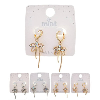 Fashion Rhinestone Ribbon Earrings 48336 (12 units)