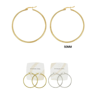 Fashion Stainless Steel Hoop Earrings 0036GS-50 (12 units)