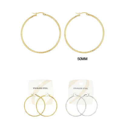 Fashion Stainless Steel Hoop Earrings 0039GS-50 (12 units)