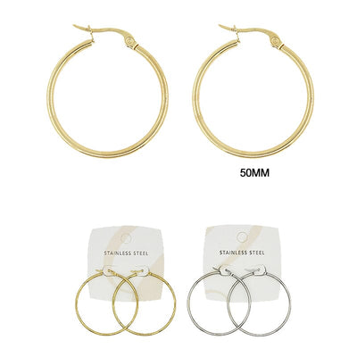 Fashion Stainless Steel Hoop Earrings 0043GS-50 (12 units)