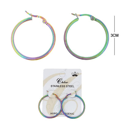 Fashion Stainless Steel Hoop Earrings 0043R-30 (12 units)