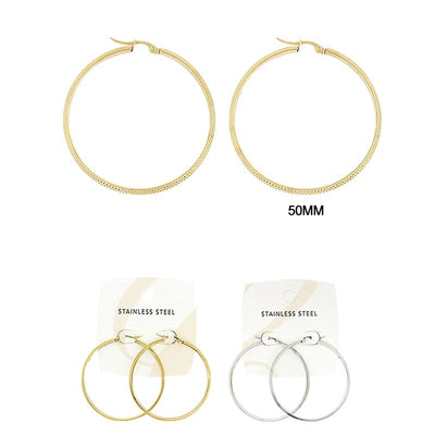 Fashion Stainless Steel Hoop Earrings 0048GS-50 (12 units)
