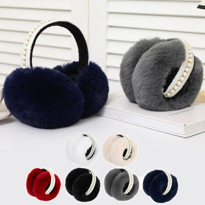 Faux Fur Earmuffs With Pearl Headband 1001 (12 units)