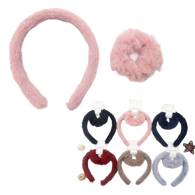 Faux Fur Headband & Hair Tie Set 1985 (12 units)