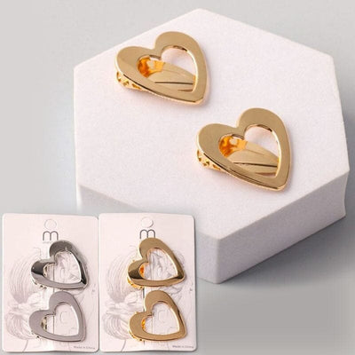 Flat Heart Dual Hair Clip Set 13125 (12 units)