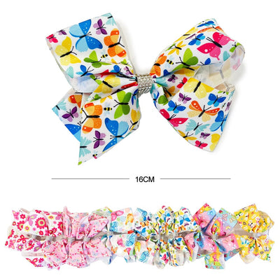 Flower and butterfly Printed Hair Bow 3738 (12 units)