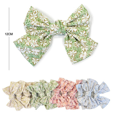 Flower Printed Hair Bow 7629 (12 units)