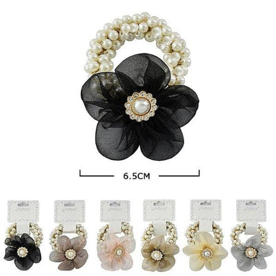 Flower Shape Hair Tie With Pearl 50825BN (12 units)